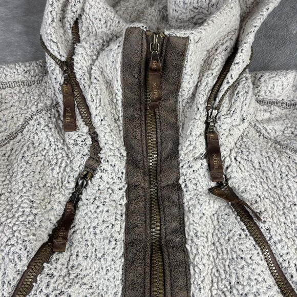 Kuhl Flight Jacket Womens XS Ivory Sherpa Fleece Hooded Full Zip Thumbholes - Picture 4 of 15